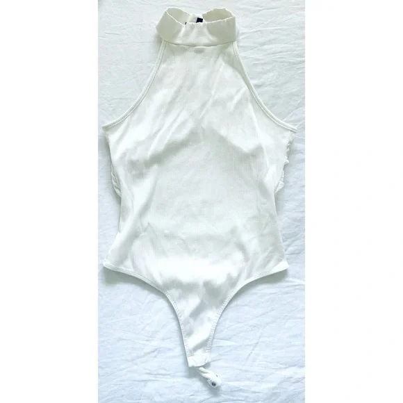 Lulu's Mock Neck Open Back Halter Bodysuit - Picture 4 of 7